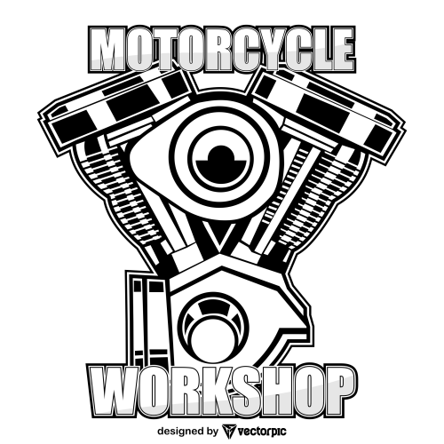 motorcycle workshop Engine Design free vector
