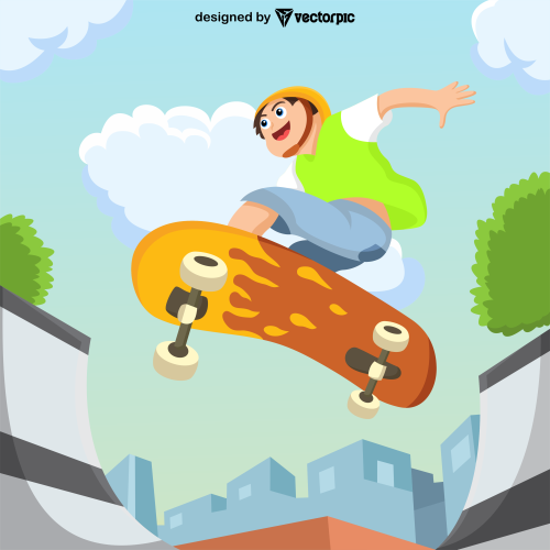 skateboarder boy cartoon design free vector