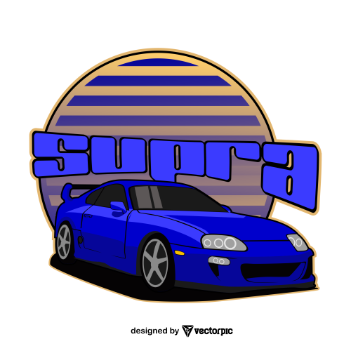 toyota supra blue car design free vector
