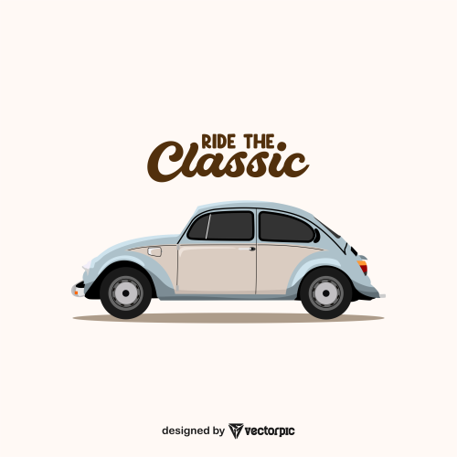 volkswagen beetle car vintage design free vector
