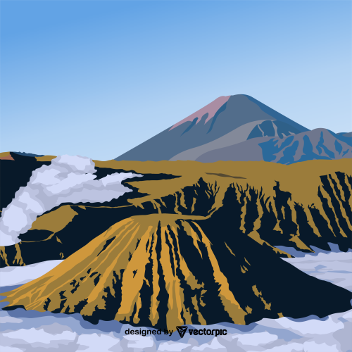 Bromo mountain landmark design free vector