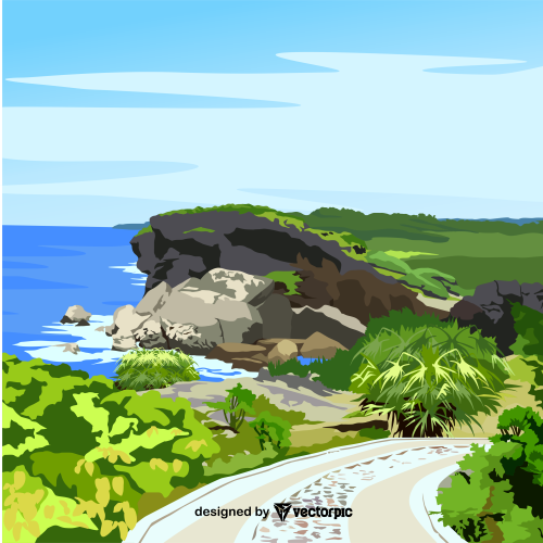 sarangan beach landscape design free vector