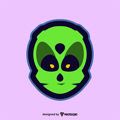 alien head logo design free vector