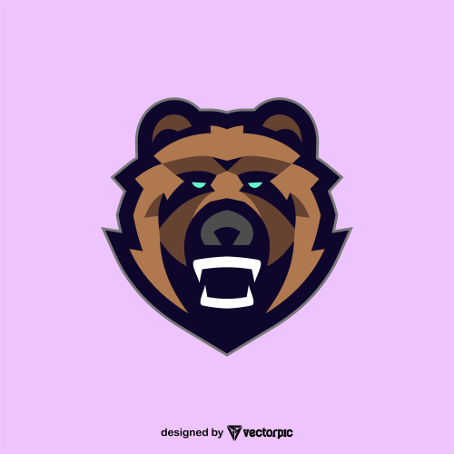 bear head e-sport mascot logo design free vector