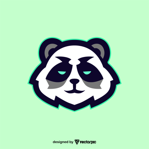 cool panda head e-sport mascot logo design free vector