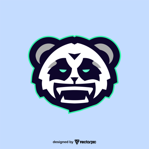 ferocious panda head e-sport mascot logo design free vector