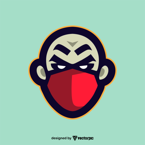 head of a masked man design logo free vector