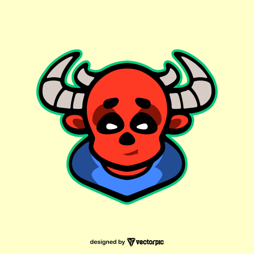 little red devil head logo design free vector