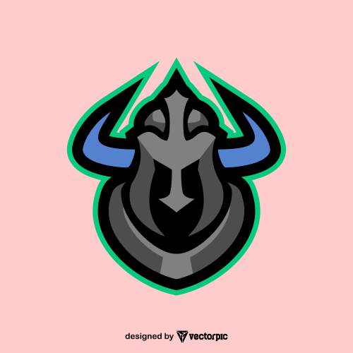 trident bull head logo free vector
