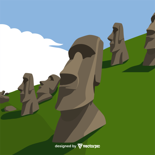 Easter Island Moai Statue landmark design fre vector
