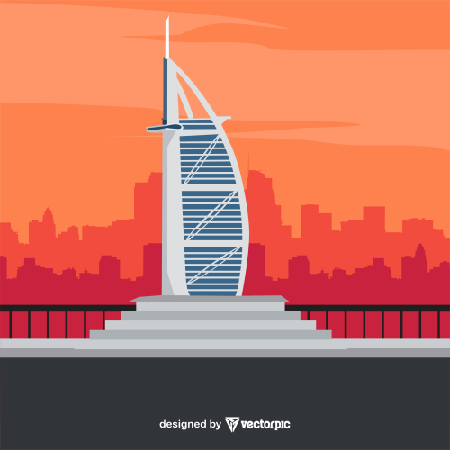 burj al arab landmark design free vector