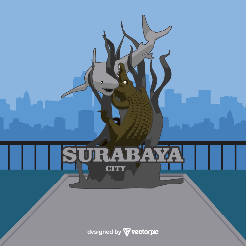 surabaya landmark design free vector