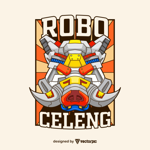 robo celeng t-shirt design free vector