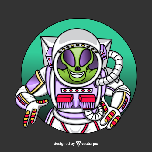 astronaut alien t-shirt design free vector