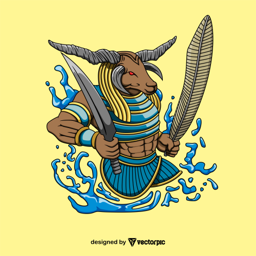 egyptian gods khnum t-shirt design free vector