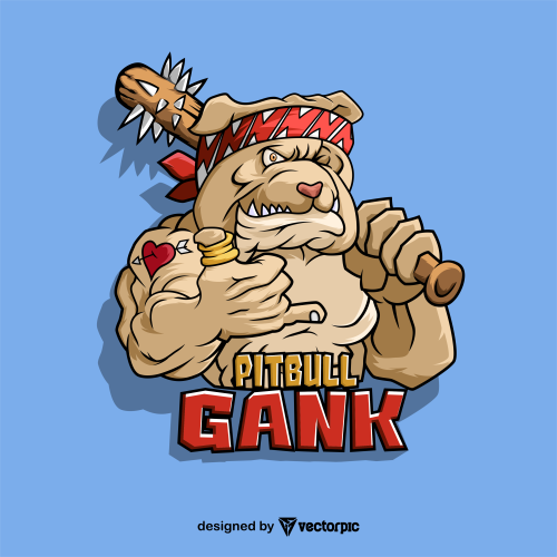 pitbull gank t-shirt design free vector