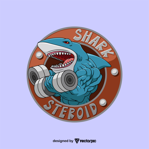 shark steroid t-shirt design free vector